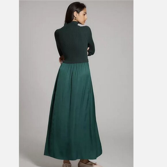 Anthropologie 3X The Thea Twofer Sweater Dress Mock Turtle Neck Holly Green NWT - Picture 6 of 8